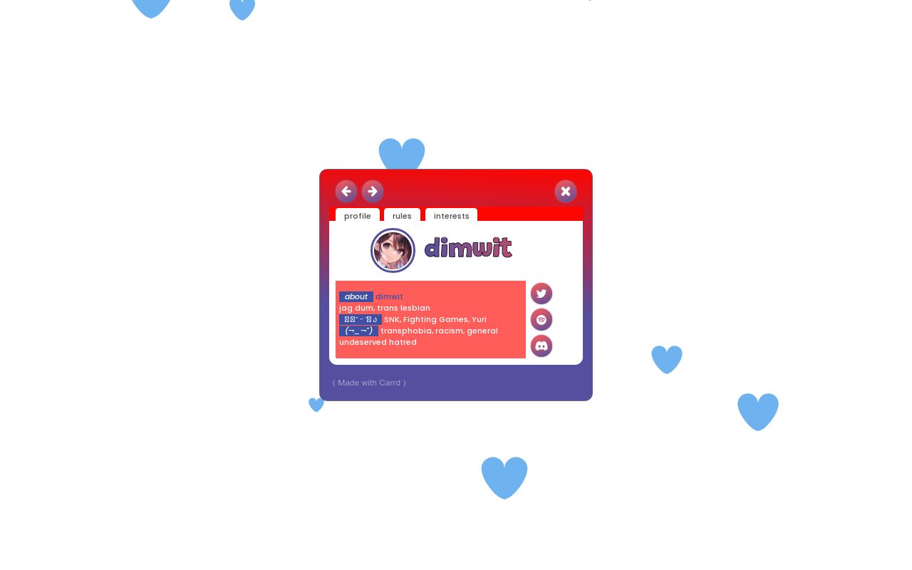 Carrd profile picture for @dimwit